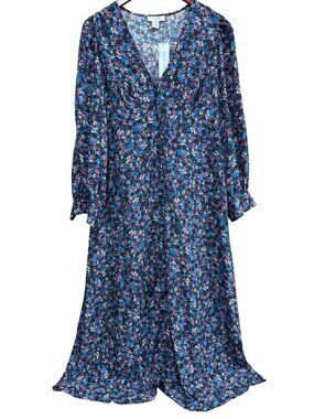 Topshop Maternity Floral Maxi Dress Navy Blue Pink US 8